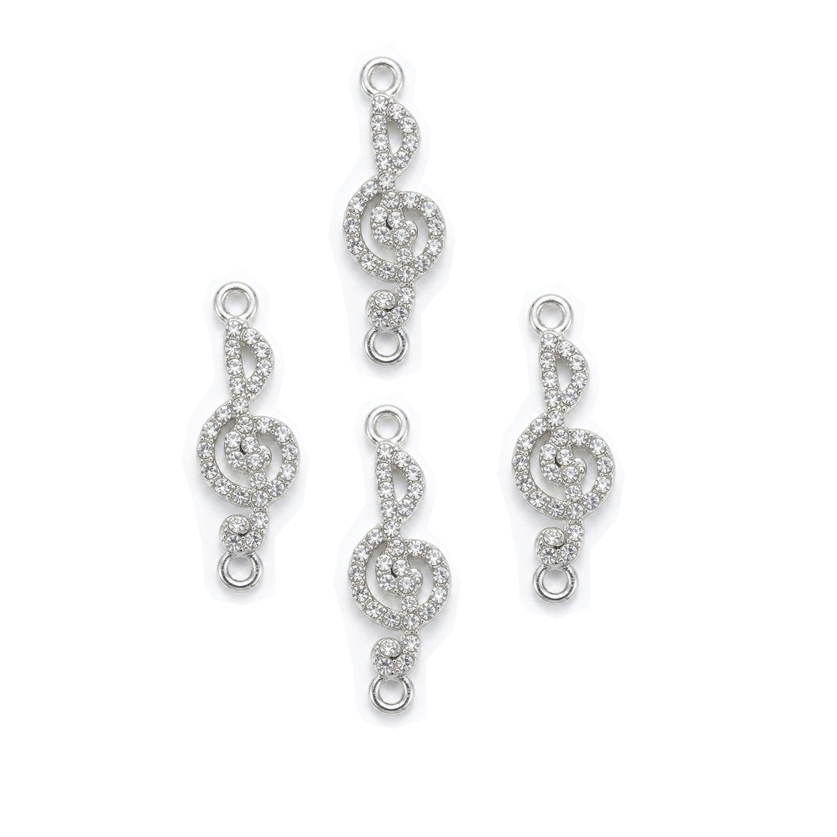 5 Pcs Silver Plated Crystal Rhinestone Treble Clef Music Note Charms – Jewelry Making Charms