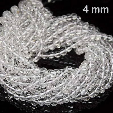 3 LINES PACK' 4 MM ROUND 16' SMOOTH CRYSRAL GLASS BEADS