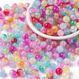 50Grams Pkg. Crackle Mix color acrylic Beads in size approx 8mm, Round shape, Approx 200 Beads