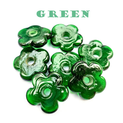 10 PIECES PACK' 30 MM APPROX DAISY GLASS BEADS