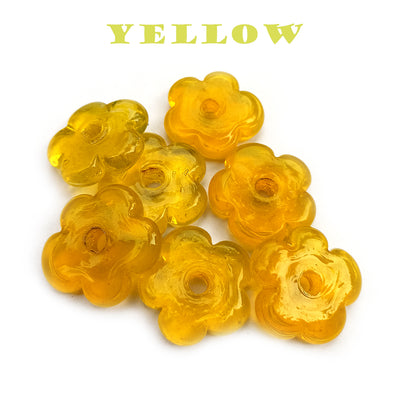 10 PIECES PACK' 30 MM APPROX DAISY GLASS BEADS