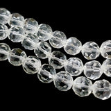 SUPER QUALITY' 12 MM ROUND FACETED SHAPE CLEAR WHITE FIRE POLISHED GLASS BEADS' APPROX 28-29 BEADS SOLD BY PER LINE PACK