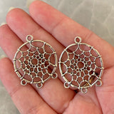 3 PAIRS PACK' 33x27 MM APPROX SIZE (6 PIECES) DREAM CATCHER SILVER OXIDIZED EARRING MAKING CHARMS