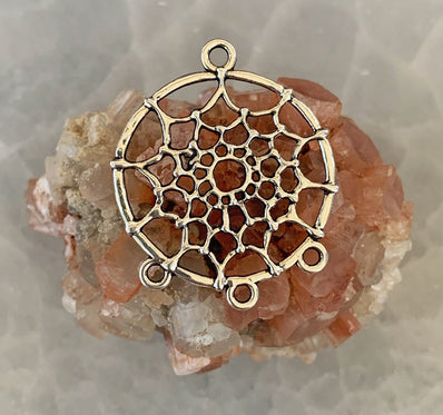 3 PAIRS PACK' 33x27 MM APPROX SIZE (6 PIECES) DREAM CATCHER SILVER OXIDIZED EARRING MAKING CHARMS