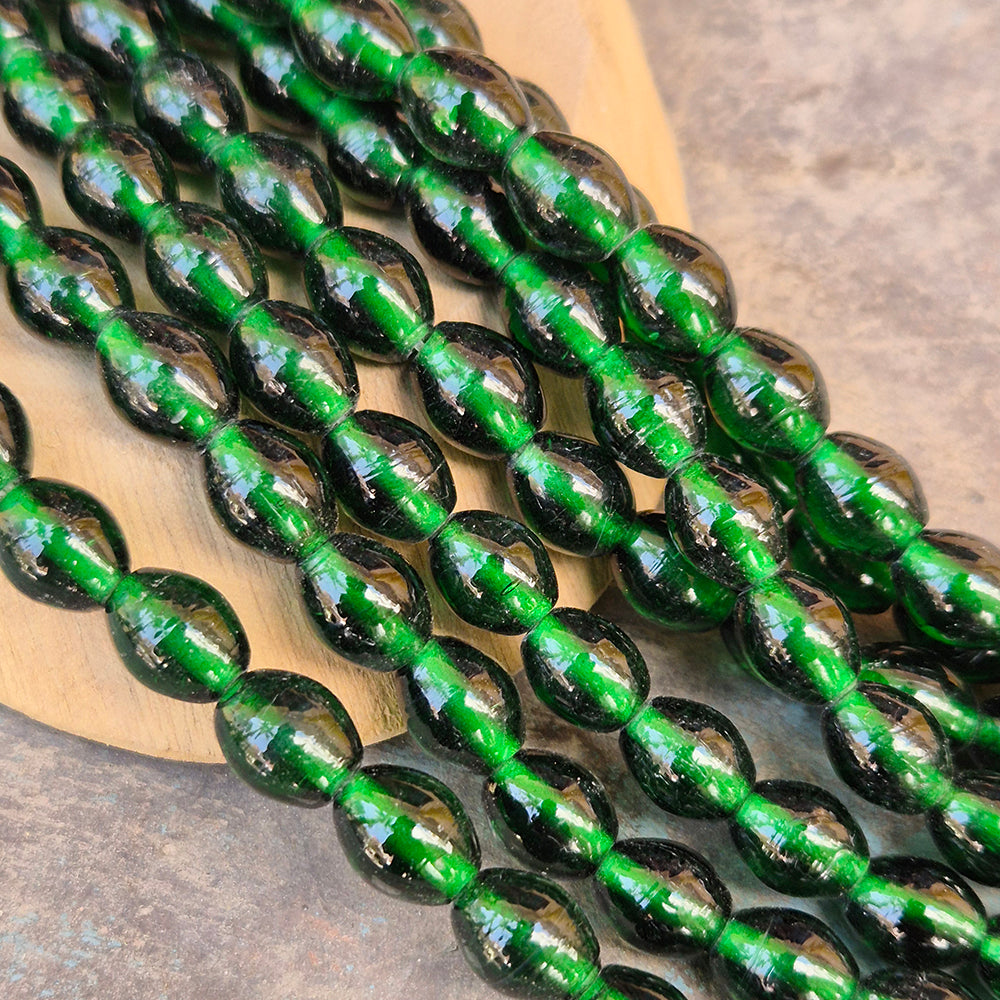 1 LINE/STRING PACK' SIZE APPROX' 9x11 MM' HANDMADE INDIAN GLASS BEADS