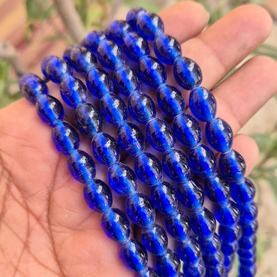 1 LINE/STRING PACK' SIZE APPROX' 9x11 MM' HANDMADE INDIAN GLASS BEADS