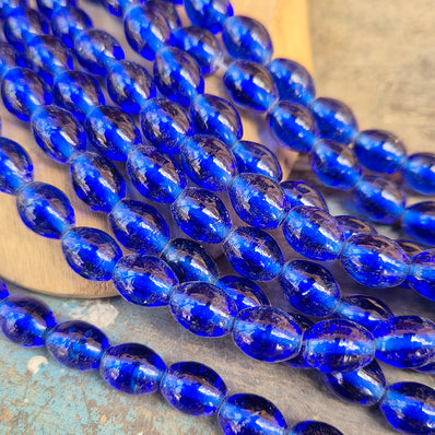 1 LINE/STRING PACK' SIZE APPROX' 9x11 MM' HANDMADE INDIAN GLASS BEADS