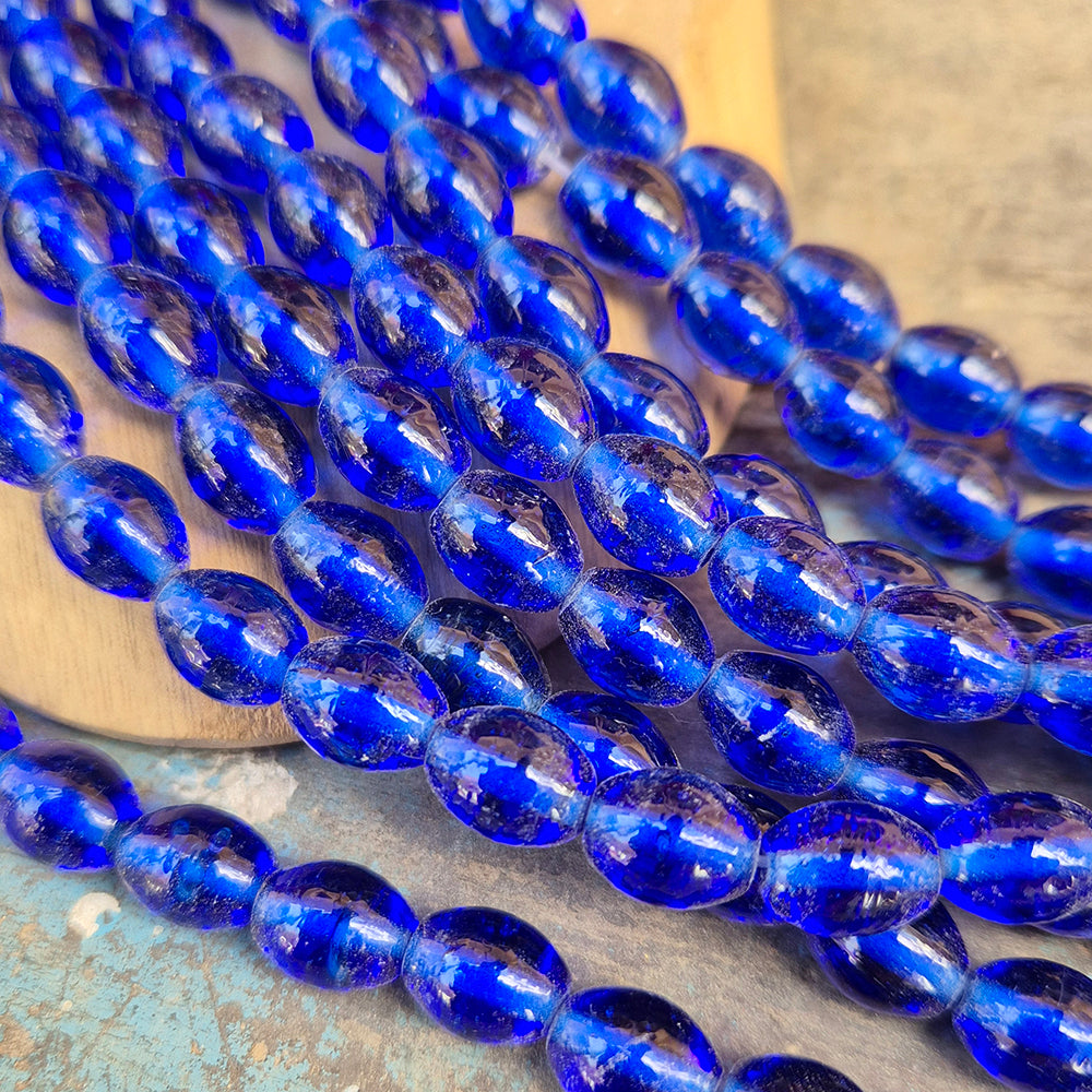 1 LINE/STRING PACK' SIZE APPROX' 9x11 MM' HANDMADE INDIAN GLASS BEADS