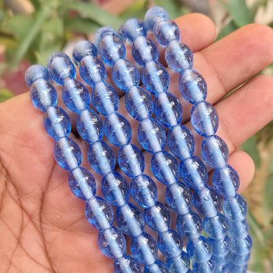 1 LINE/STRING PACK' SIZE APPROX' 9x11 MM' HANDMADE INDIAN GLASS BEADS