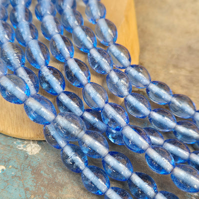 1 LINE/STRING PACK' SIZE APPROX' 9x11 MM' HANDMADE INDIAN GLASS BEADS