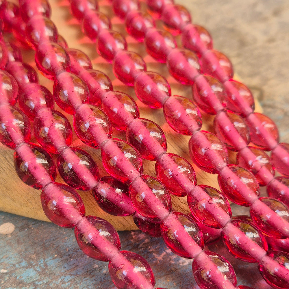 1 LINE/STRING PACK' SIZE APPROX' 9x11 MM' HANDMADE INDIAN GLASS BEADS