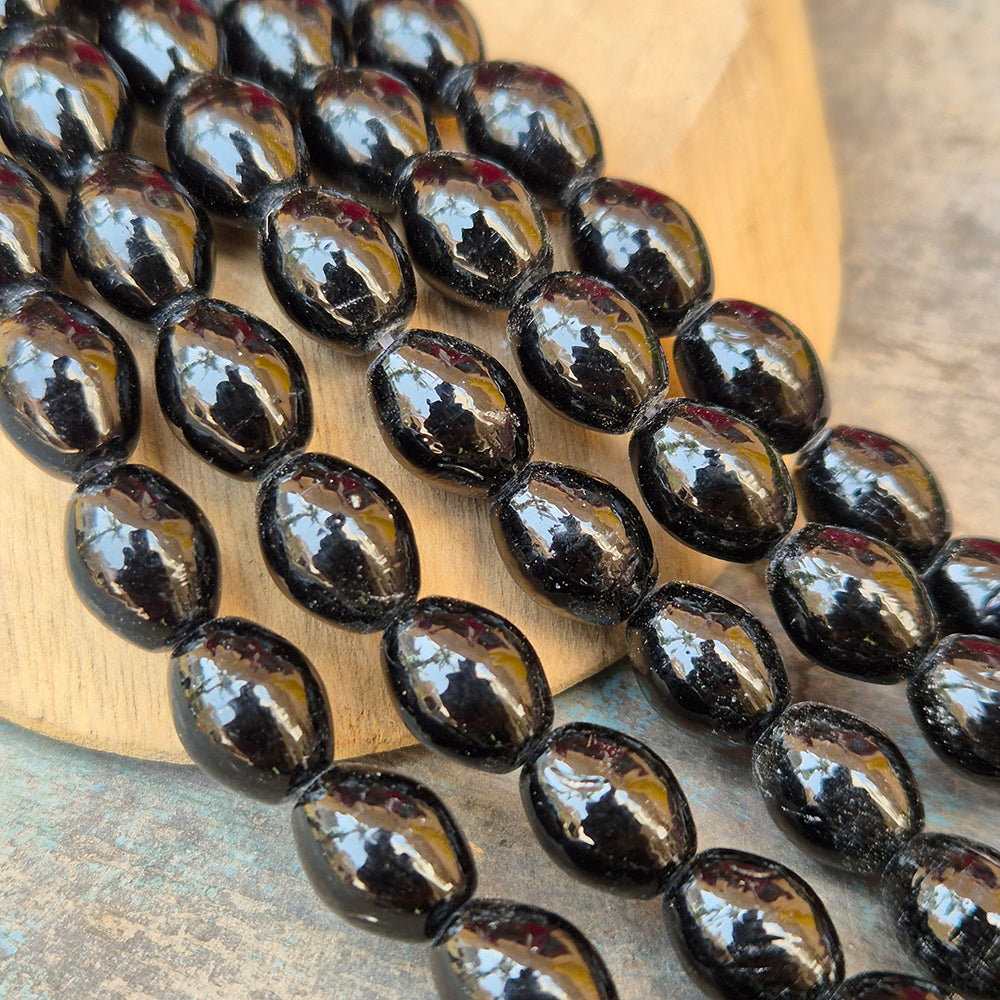 1 LINE/STRING PACK' SIZE APPROX' 9x11 MM' HANDMADE INDIAN GLASS BEADS