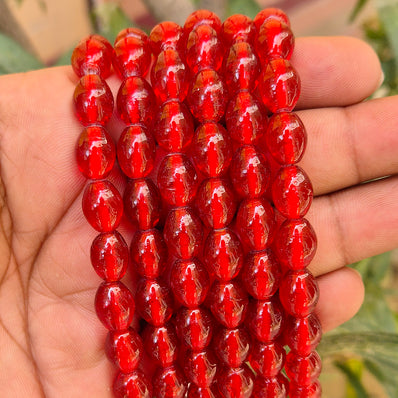 1 LINE/STRING PACK' SIZE APPROX' 9x11 MM' HANDMADE INDIAN GLASS BEADS