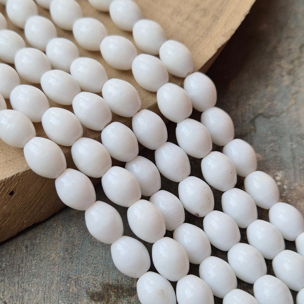 1 LINE/STRING PACK' SIZE APPROX' 9x11 MM' HANDMADE INDIAN GLASS BEADS