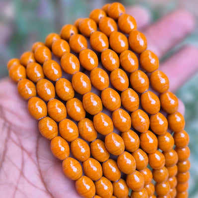 1 LINE/STRING PACK' SIZE APPROX' 9x11 MM' HANDMADE INDIAN GLASS BEADS