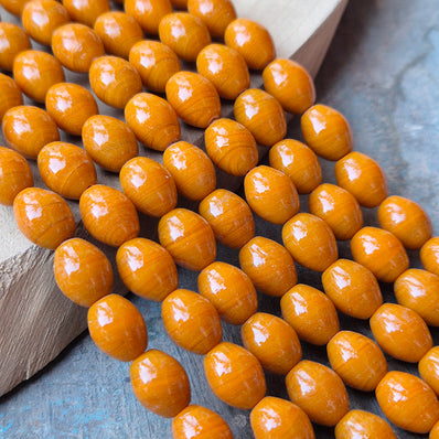 1 LINE/STRING PACK' SIZE APPROX' 9x11 MM' HANDMADE INDIAN GLASS BEADS