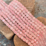 ROSE QUARTZ' 1 LINE/STRING PACK' SIZE APPROX 4-5 MM CUBE FACETED BEADS