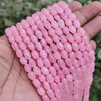 ROSE QUARTZ' 1 LINE/STRING PACK' SIZE APPROX 7x9 MM CUBE SMALL TUMBLE BEADS