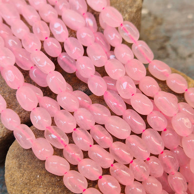 ROSE QUARTZ' 1 LINE/STRING PACK' SIZE APPROX 7x9 MM CUBE SMALL TUMBLE BEADS
