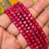JADE QUARTZ' 1 LINE/STRING PACK' SIZE APPROX 4-5 MM CUBE FACETED BEADS