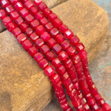 JADE QUARTZ' 1 LINE/STRING PACK' SIZE APPROX 4-5 MM CUBE FACETED BEADS