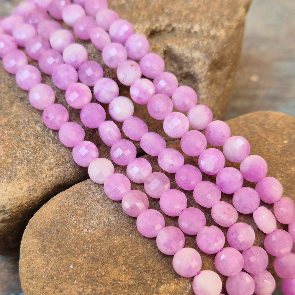 JADE QUARTZ ' 1 LINE/STRING PACK' SIZE APPROX 6 MM COIN FACETED BEADS