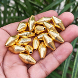 10 PIECES PACK' 20x10 MM APPROX' GOLDEN BRUSHED DHOLKI BRASS BEADS