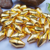 10 PIECES PACK' 20x10 MM APPROX' GOLDEN BRUSHED DHOLKI BRASS BEADS