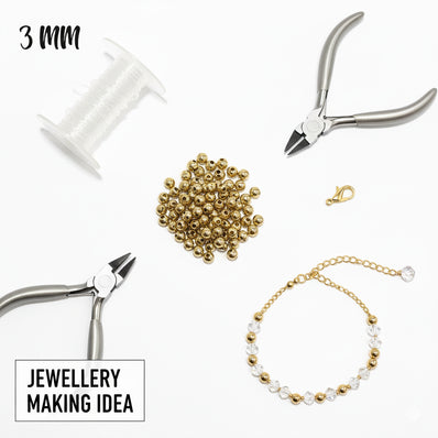 100 PIECES PACK' 3 MM APPROX SIZE, DOKRA BRASS SOLID ROUND SHAPE BEADS