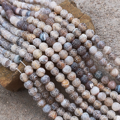 1 LINE/STRING PACK' 8MM APPROX' 46-48 PIECES BEADS DRAGON VEIN MATT AGATE BEADS