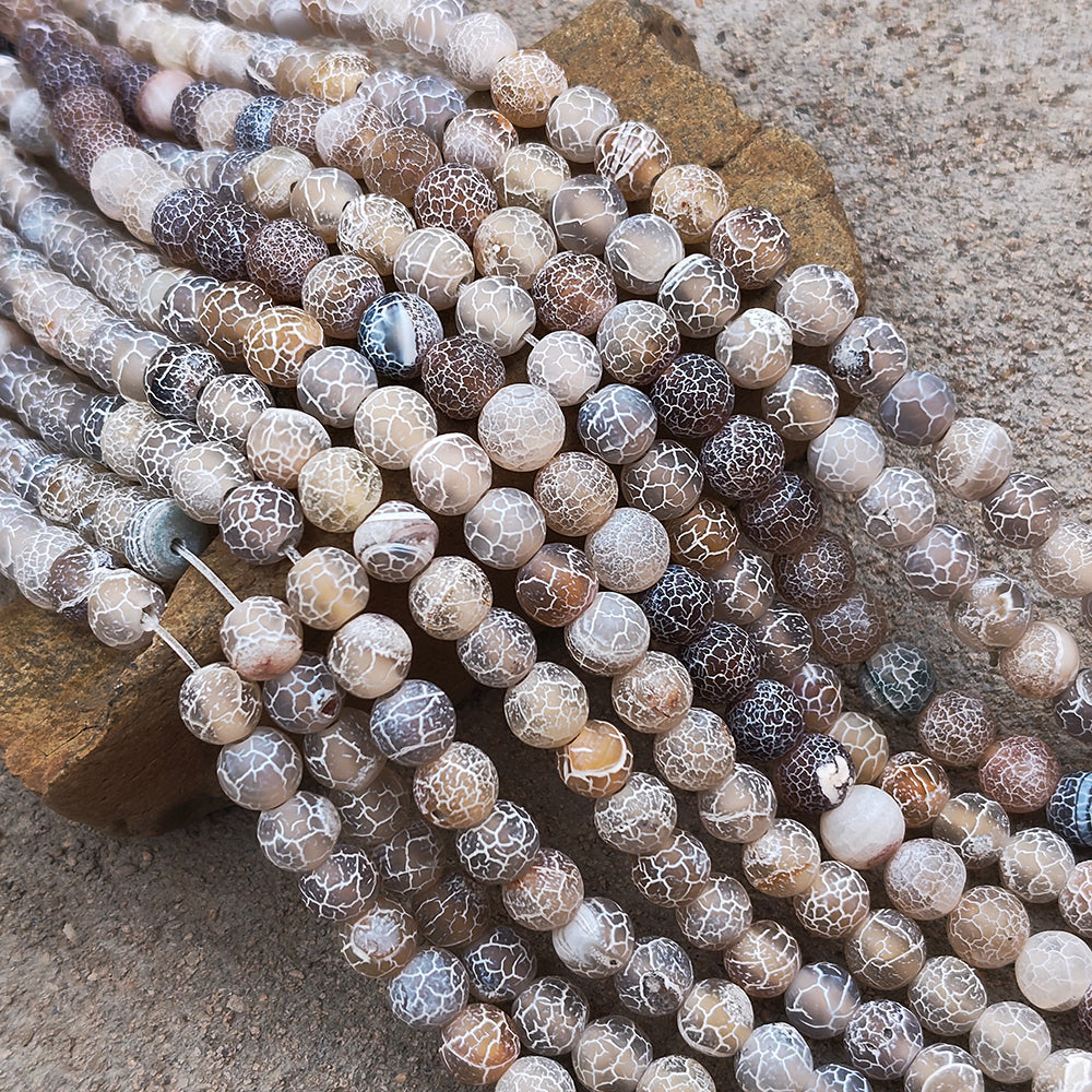 1 LINE/STRING PACK' 8MM APPROX' 46-48 PIECES BEADS DRAGON VEIN MATT AGATE BEADS