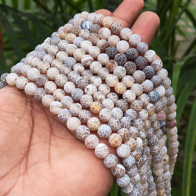 1 LINE/STRING PACK' 8MM APPROX' 46-48 PIECES BEADS DRAGON VEIN MATT AGATE BEADS