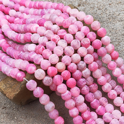 1 LINE/STRING PACK' APPROX' 8 MM 46-48 PIECES BEADS DRAGON VEIN MATT AGATE BEADS