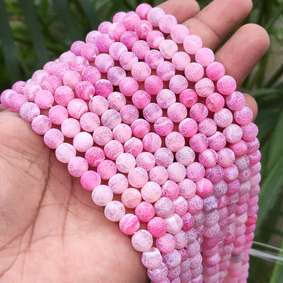 1 LINE/STRING PACK' APPROX' 8 MM 46-48 PIECES BEADS DRAGON VEIN MATT AGATE BEADS