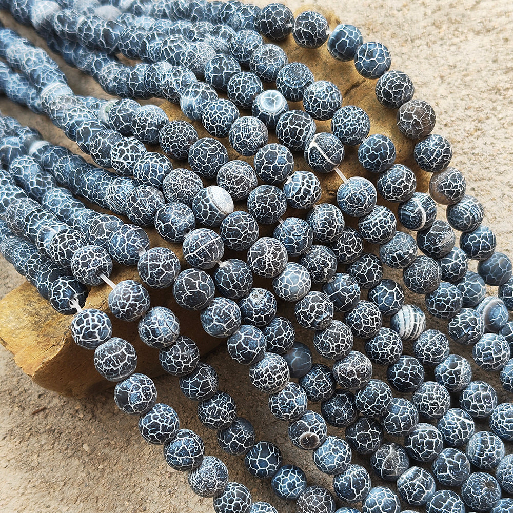 1 LINE/STRING PACK' 8 MM' APPROX' 46-48 PIECES BEADS DRAGON VEIN MATT AGATE BEADS