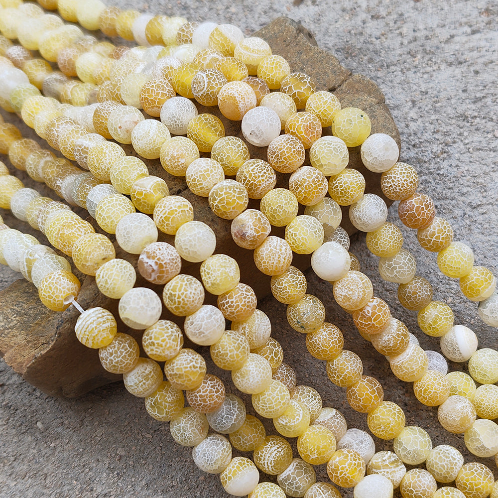 1 LINE/STRING PACK'  8 MM' APPROX' 46-48 PIECES BEADS DRAGON VEIN MATT AGATE BEADS