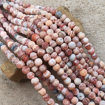 1 LINE/STRING PACK' 8 MM 'APPROX' 46-48 PIECES BEADS DRAGON VEIN MATT AGATE BEADS