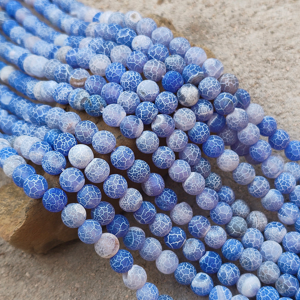 1 LINE/STRING PACK'8 MM' APPROX' 46-48 PIECES BEADS DRAGON VEIN MATT AGATE BEADS