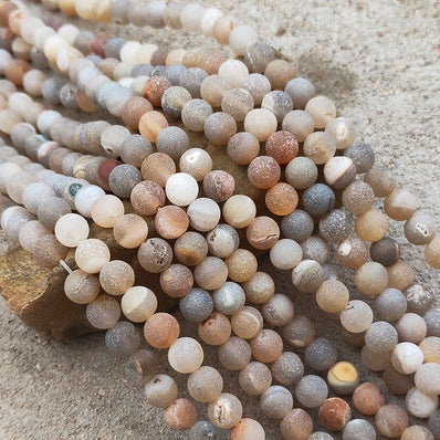 1 LINE/STRING PACK' 8 MM' APPROX' 46-48 PIECES BEADS DRAGON VEIN MATT AGATE BEADS