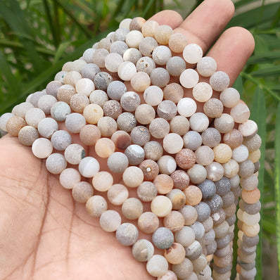 1 LINE/STRING PACK' 8 MM' APPROX' 46-48 PIECES BEADS DRAGON VEIN MATT AGATE BEADS