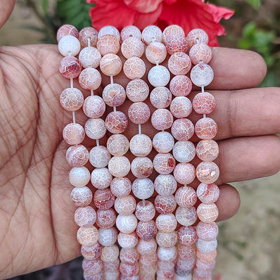 1 LINE/STRING PACK' 8 MM' APPROX' 46-48 PIECES BEADS DRAGON VEIN MATT AGATE BEADS