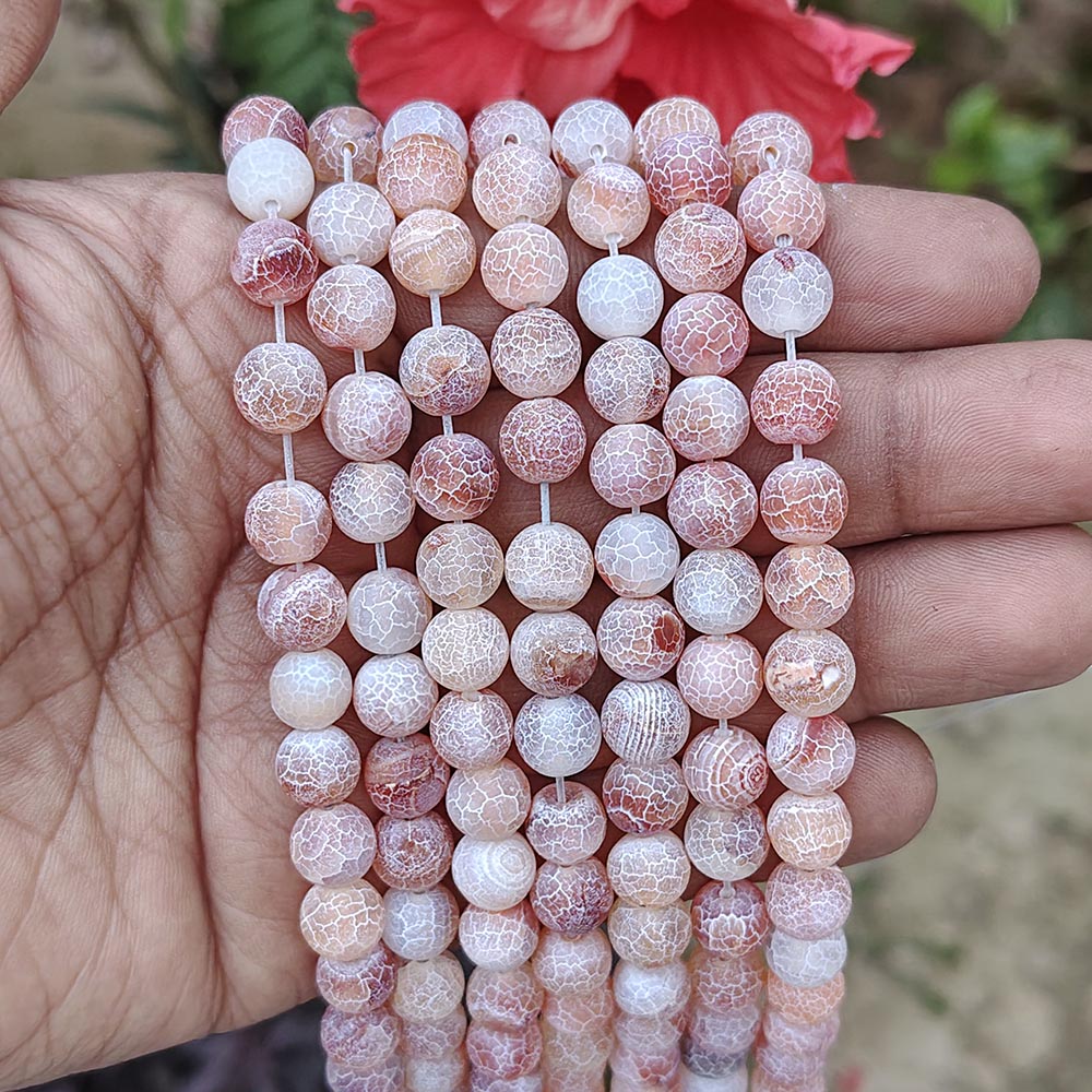 1 LINE/STRING PACK' 8 MM' APPROX' 46-48 PIECES BEADS DRAGON VEIN MATT AGATE BEADS