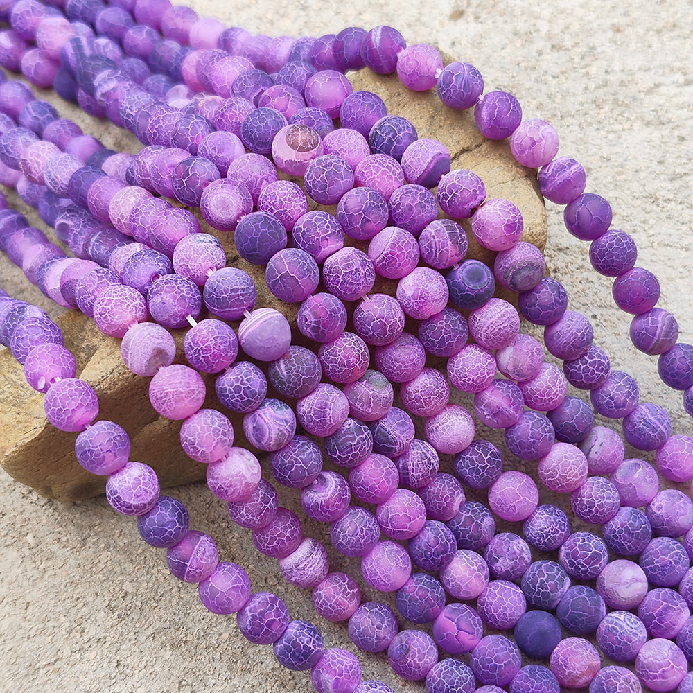 1 LINE/STRING PACK' 8MM APPROX' 46-48 PIECES BEADS DRAGON VEIN MATT AGATE BEADS