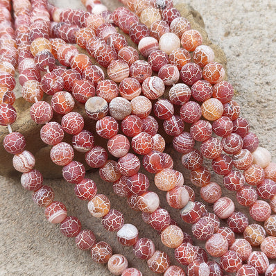 1 LINE/STRING PACK' 8 MM APPROX' 46-48 PIECES BEADS DRAGON VEIN MATT AGATE BEADS