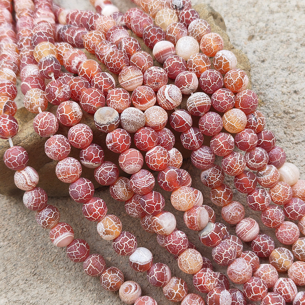 1 LINE/STRING PACK' 8 MM APPROX' 46-48 PIECES BEADS DRAGON VEIN MATT AGATE BEADS