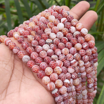 1 LINE/STRING PACK' 8 MM APPROX' 46-48 PIECES BEADS DRAGON VEIN MATT AGATE BEADS