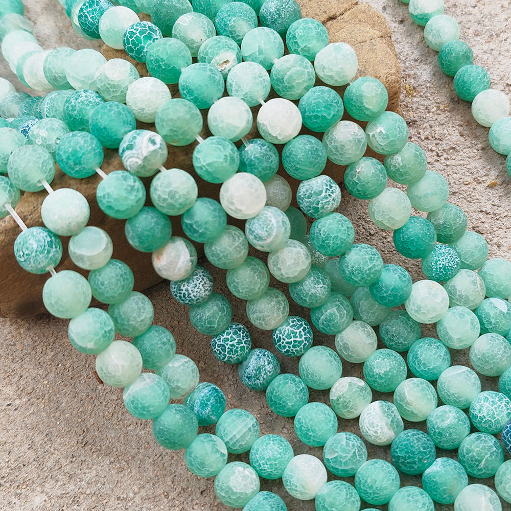 1 LINE/STRING PACK' 8 MM APPROX' 46-48 PIECES BEADS DRAGON VEIN MATT AGATE BEADS