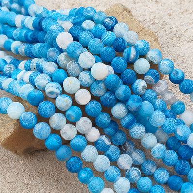 1 LINE/STRING PACK' 8 MM' APPROX' 46-48 PIECES BEADS DRAGON VEIN MATT AGATE BEADS