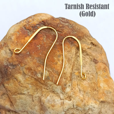 10 PAIRS PACK' TARNISH RESISTANT' GOLD POLISHED' HAMMERED FRENCH EAR HOOKS