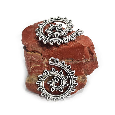 2 PAIRS PACK (4 PIECES) 35x28 MM APPROX SIZE SILVER OXIDIZED METAL EARRING MAKING BASE